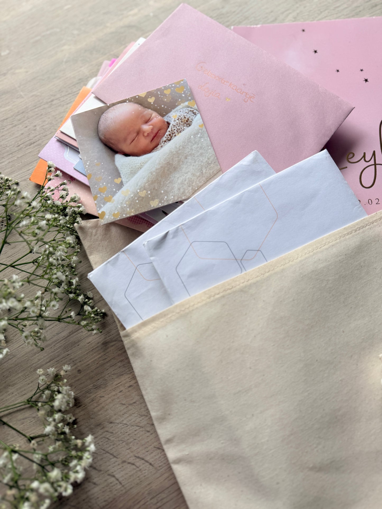 Canvas bewaarmap A4 met lint – stoffen herinneringsmap voor belangrijke papieren