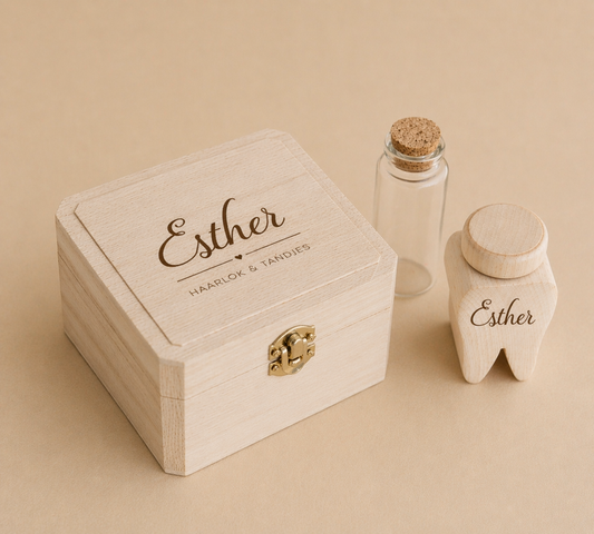 Houten Bewaardoosje Haarlok & Tandjes | Elegant