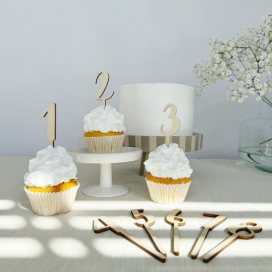 Cupcake of Taarttopper houten cijfer