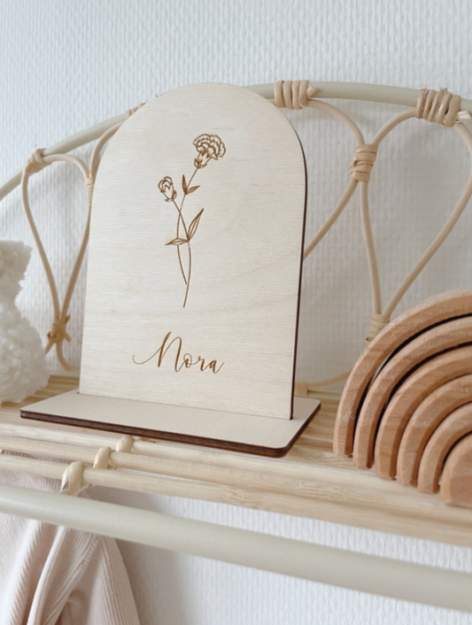 Houten Bordje Geboortebloem