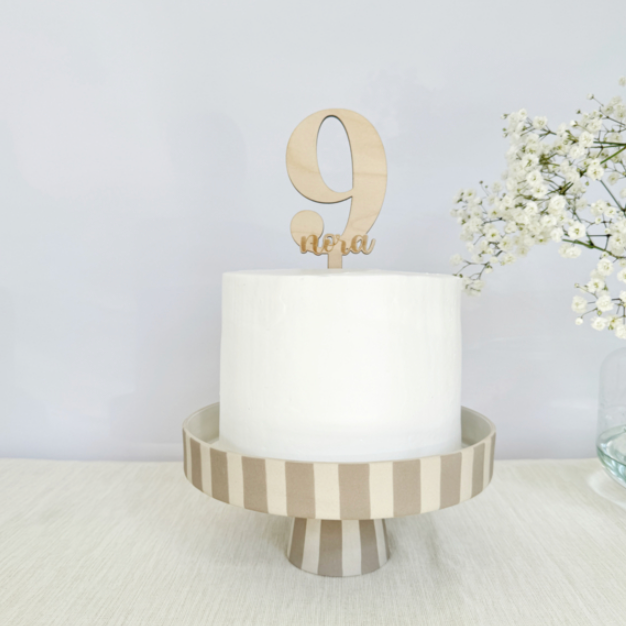 Gepersonaliseerde Houten Taarttopper | Cijfer & Naam