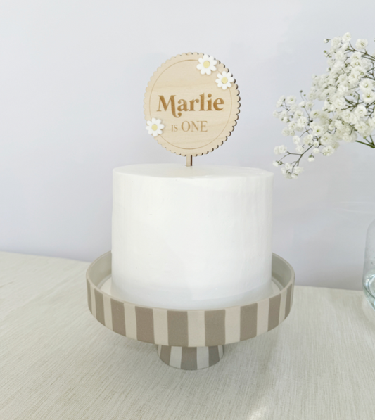 Gepersonaliseerde Houten Taarttopper | Madeliefjes