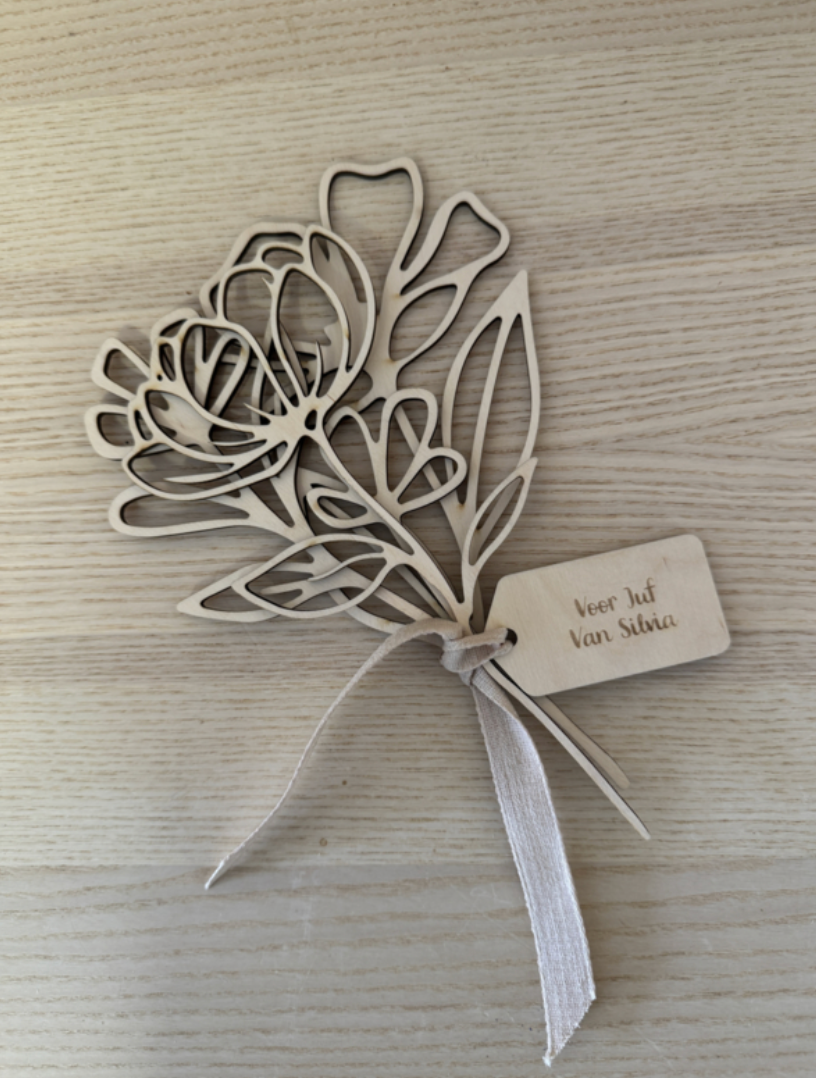 Houten Bosje Bloemen | Bedankt Juf of Meester