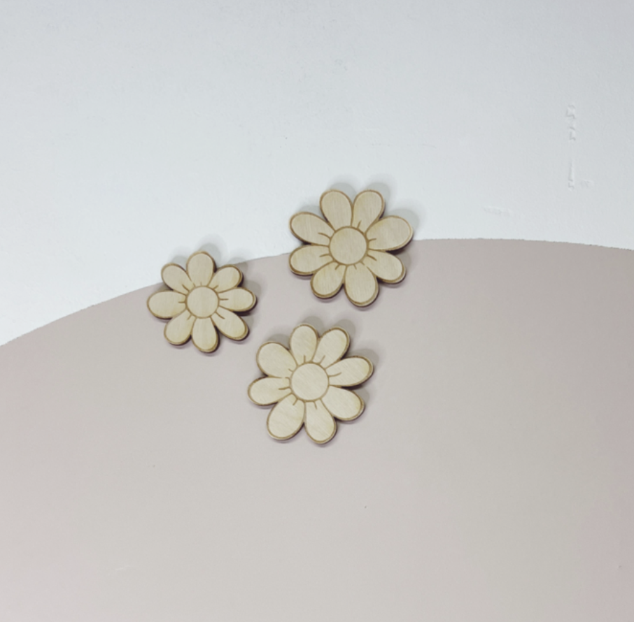 Muurdecoratie Houten Bloemetjes | Set van 3