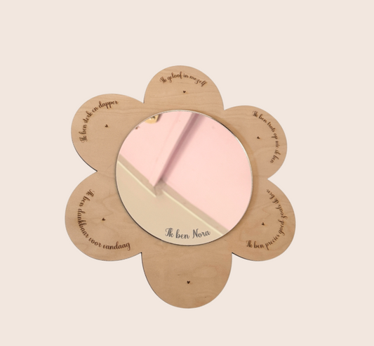 Houten Spiegel met Affirmaties met Naam