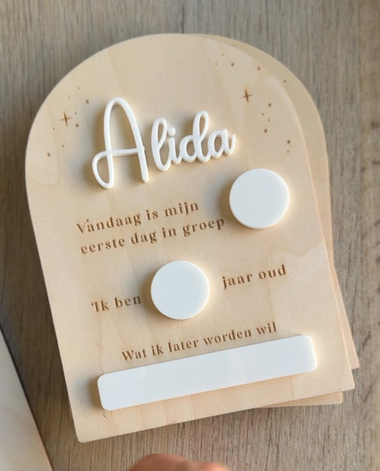 Mijlpaalbord Eerste Schooldag – Groep & Leeftijd