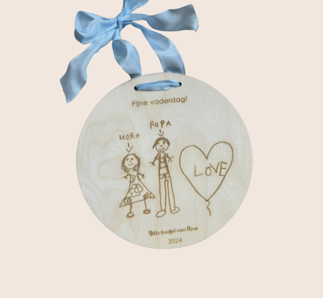 Gepersonaliseerde Tekening op Hout voor Vaderdag – Uniek Vaderdagcadeau