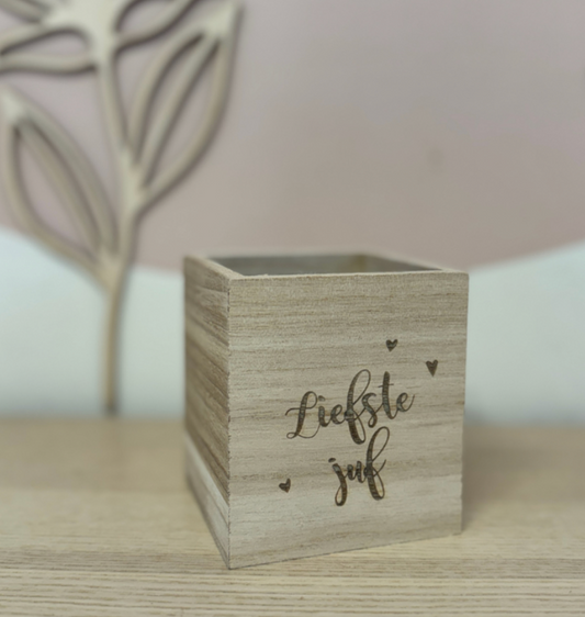 Vierkant pennendoosje liefste juf