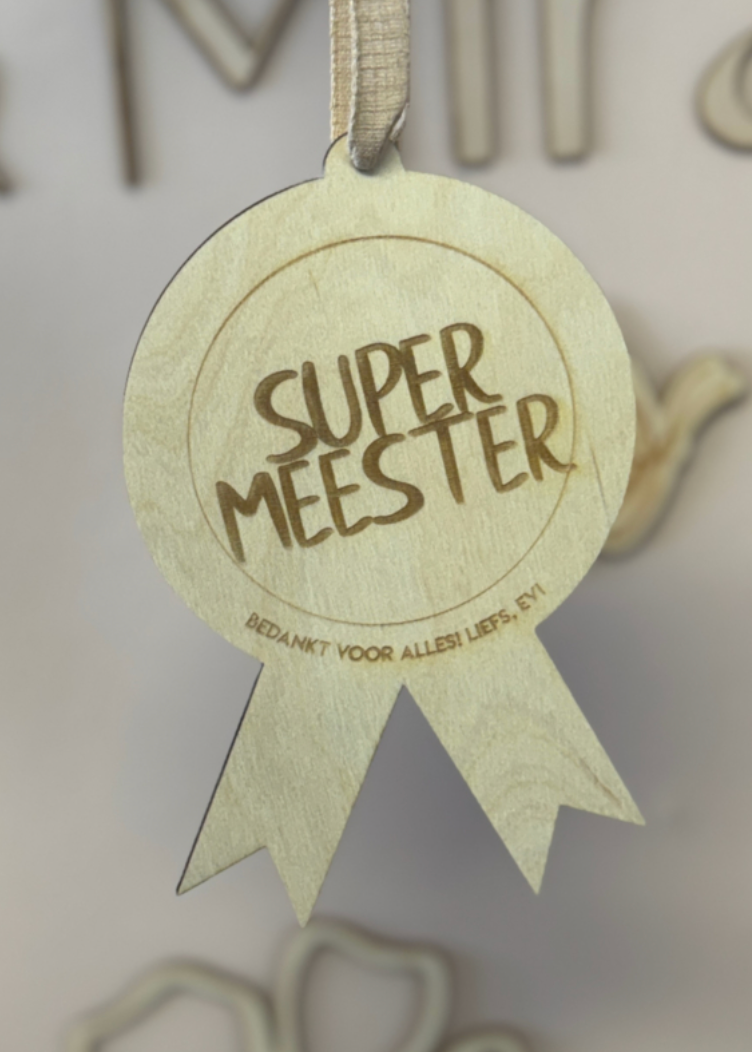 medaille hout super meester