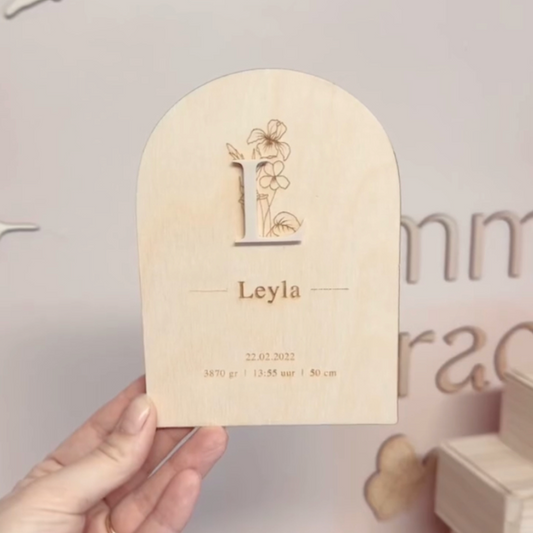 Geboortebord van hout