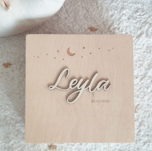 Sterrenhemel memorybox met 3D Naam