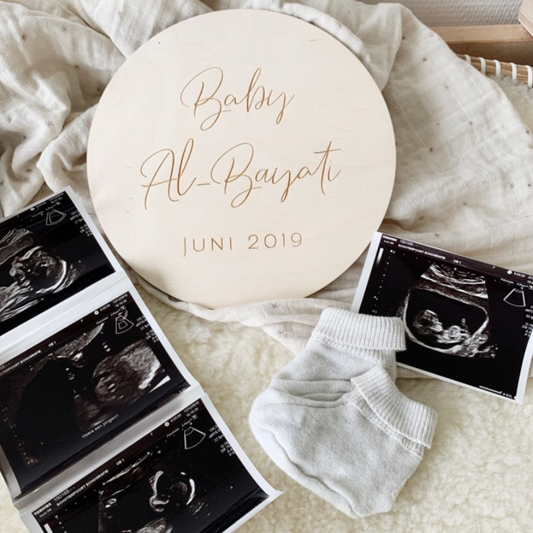Houten Bordje Zwangerschapsaankondiging Baby Achternaam