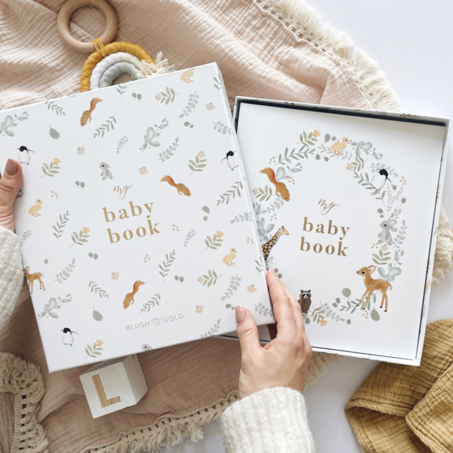 Invulboek My Babybook Animals met Cadeaubox | Blush and Gold