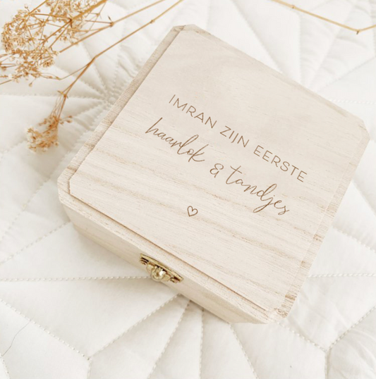 Houten Bewaardoosje Haarlok & Tandjes | Minimalistisch