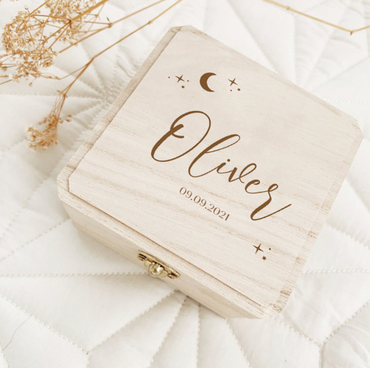 Bewaardoosje Haarlok en tandjes Sterren en Maan