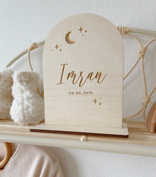 Houten Bordje Maan & Sterren