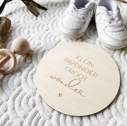 Houten Bordje Klein Bijzonder Groot Wonder