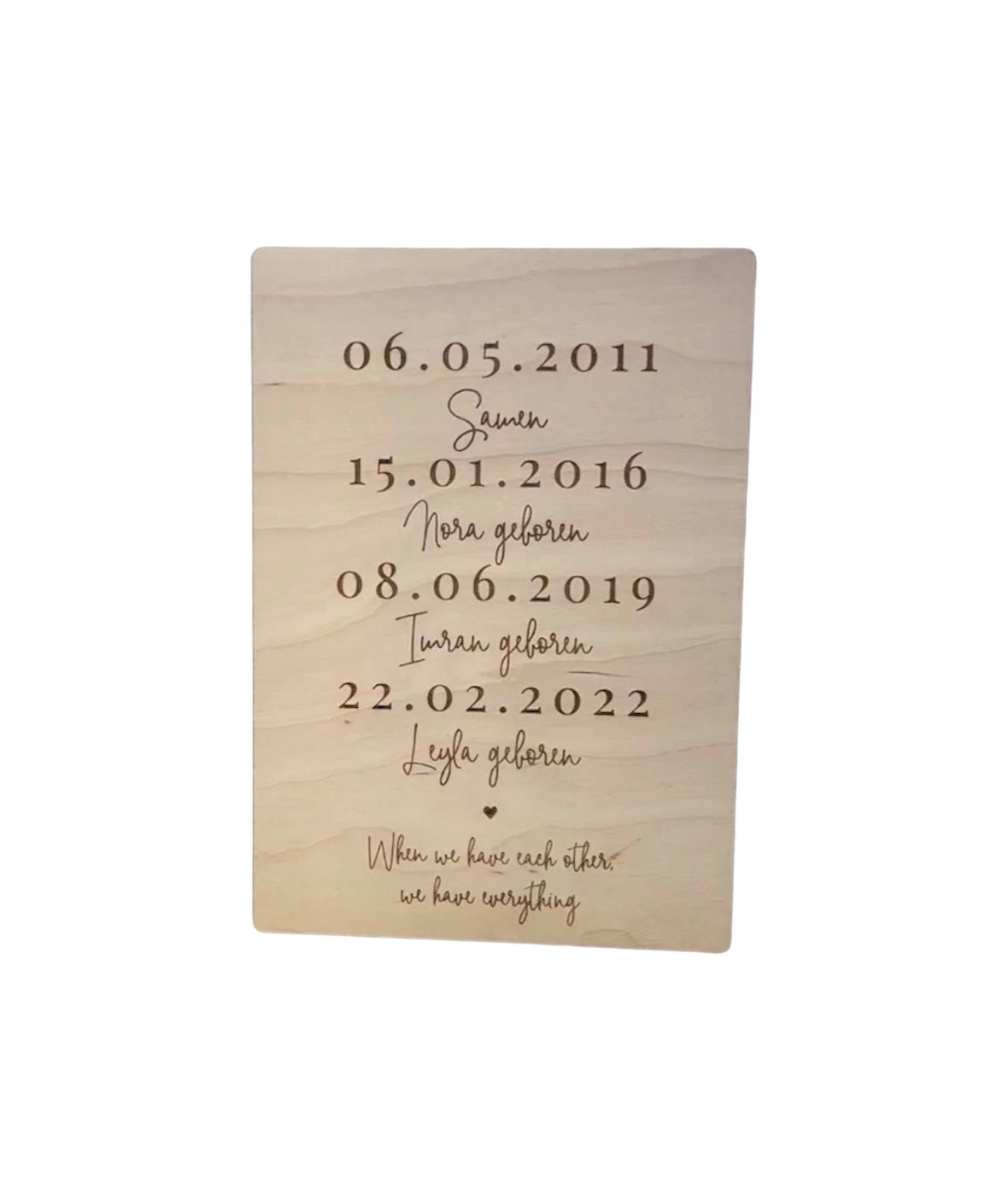 Houten Bordje met Belangrijke Data