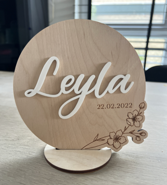 3D naam op houten bordje