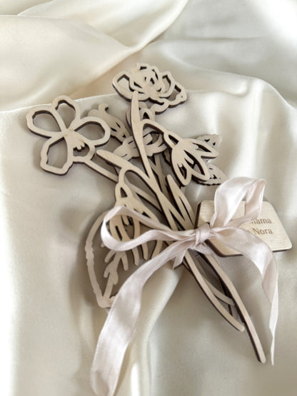 Houten Geboortebloemen – Persoonlijk Moederdag Cadeau