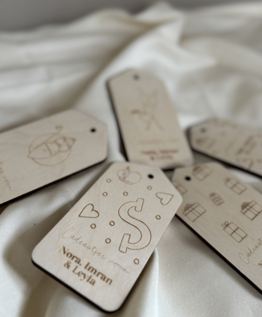 Houten Cadeaulabels Pakjesavond Gegraveerd met Naam Sinterklaas