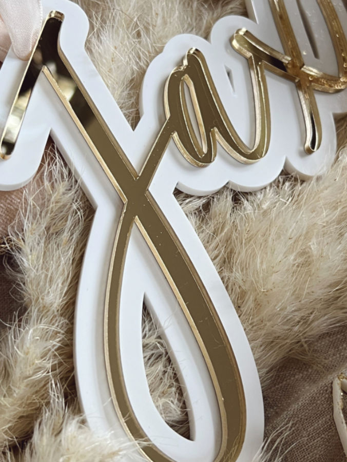 Chique kerst hanger goud met naam
