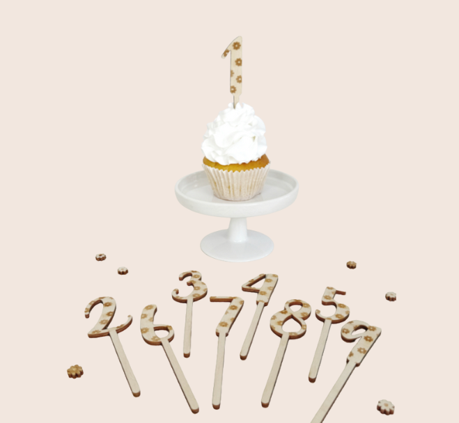 Cupcake of Taarttopper Cijfer | Madeliefjes