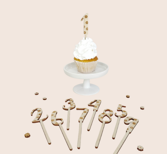 Cupcake of Taarttopper Cijfer | Madeliefjes