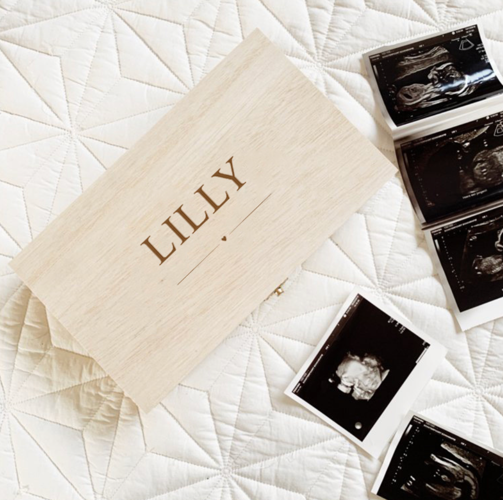 Houten Kistje met Naam Echo Fotos bewaren