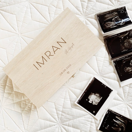 Echo Fotos bewaren Houten Kistje met Naam gegraveerd