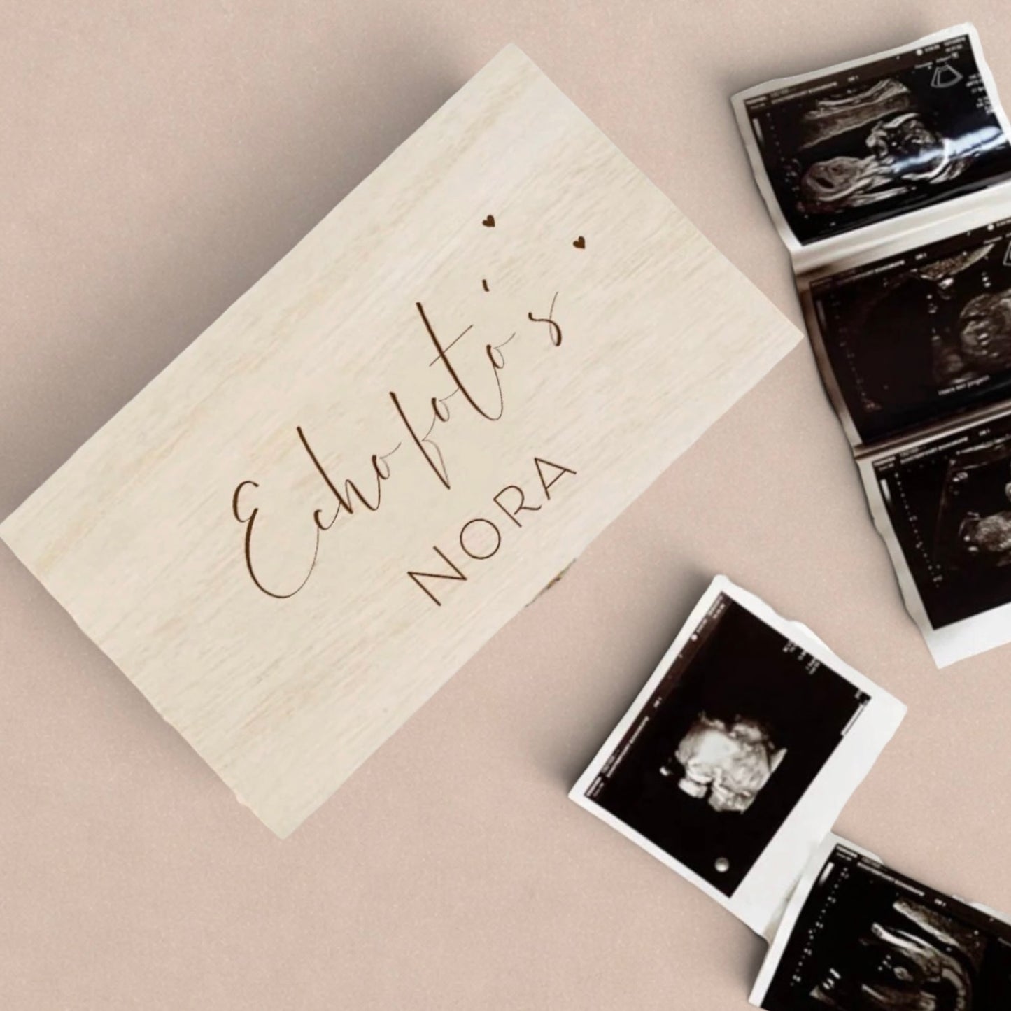 echo kistje met naam en datum, bewaar jouw echo fotos - echo fotos bewaren