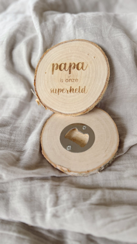 Gepersonaliseerde Flesopener & Onderzetter – Vaderdagcadeau