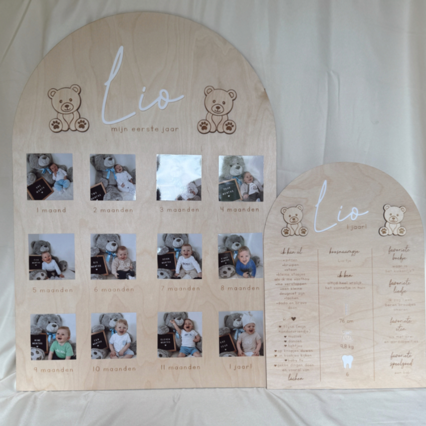 Foto Bord Eerste Jaar in Beren Thema