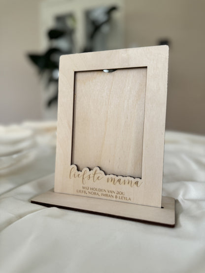 Houten Fotolijst Liefste Mama – Gepersonaliseerd Moederdag Cadeau