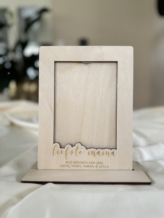 Houten Fotolijst Liefste Mama – Gepersonaliseerd Moederdag Cadeau
