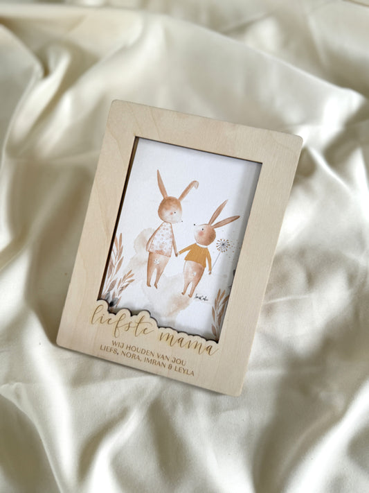 Houten Fotolijst Liefste Mama – Gepersonaliseerd Moederdag Cadeau