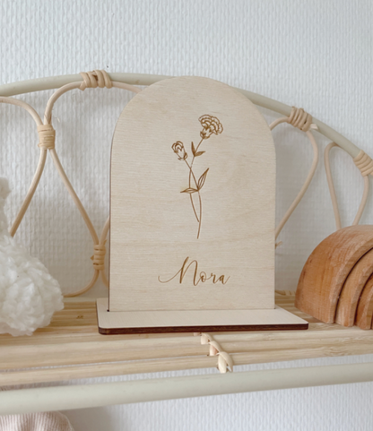 Houten Bordje Geboortebloem