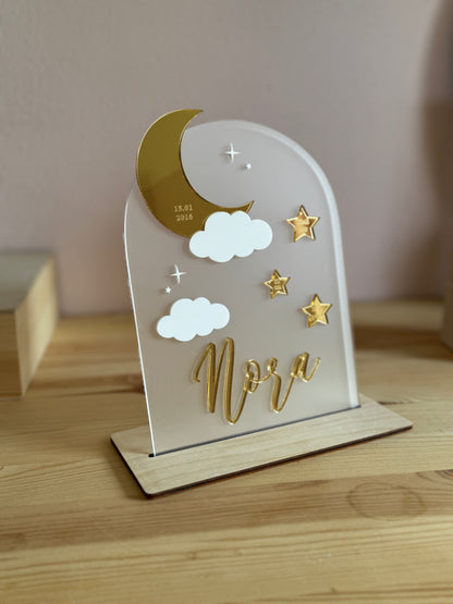 Geboortebord Maan & Sterren