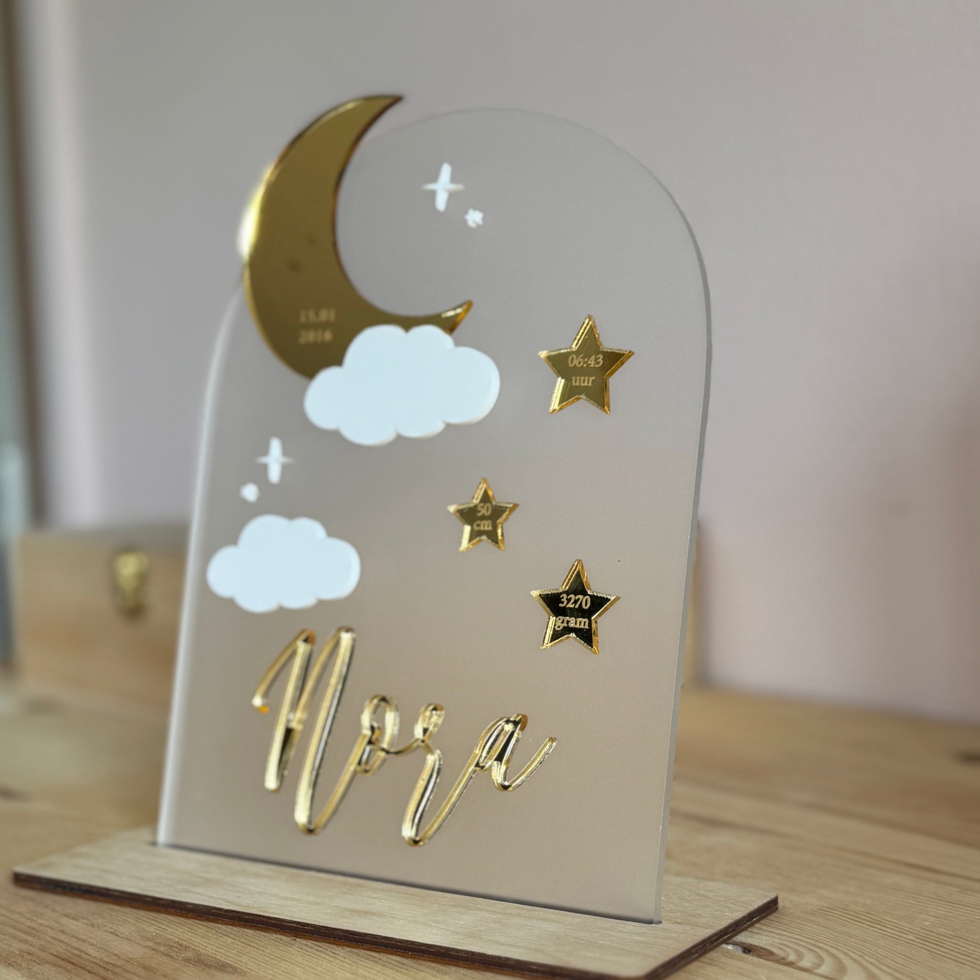 Geboortebord Maan & Sterren