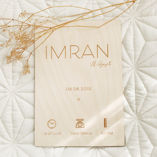 Geboortebord Gegraveerd