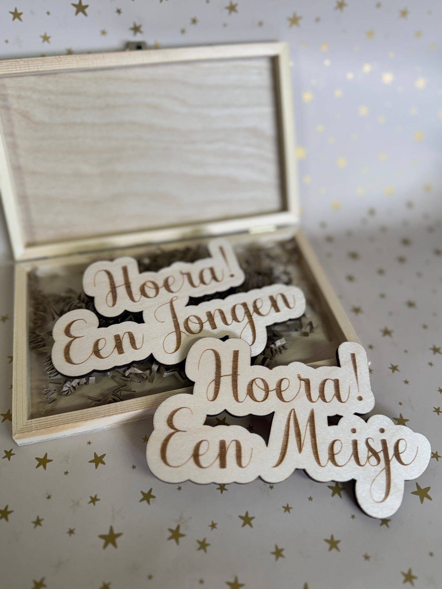 Gender Reveal Houten Kistje Hout Jongen of meisje