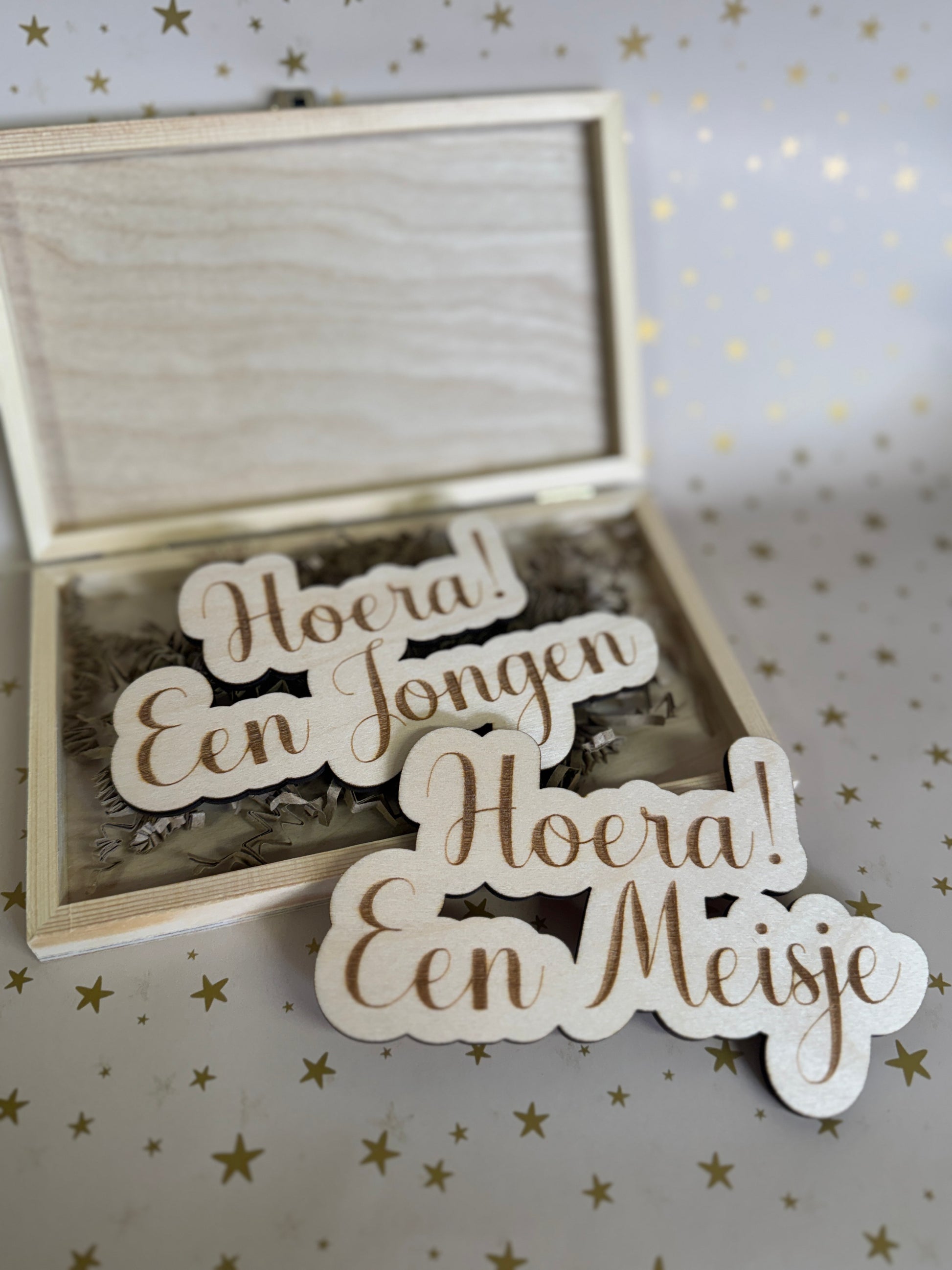 Gender Reveal Houten Kistje Hout Jongen of meisje