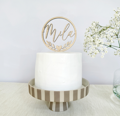 Gepersonaliseerde Houten Taarttopper met Krans