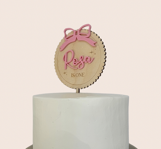 Gepersonaliseerde Houten Taarttopper | Strik & Naam