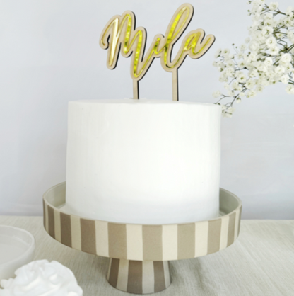 Gepersonaliseerde Taarttopper Naam | Hout & Goud