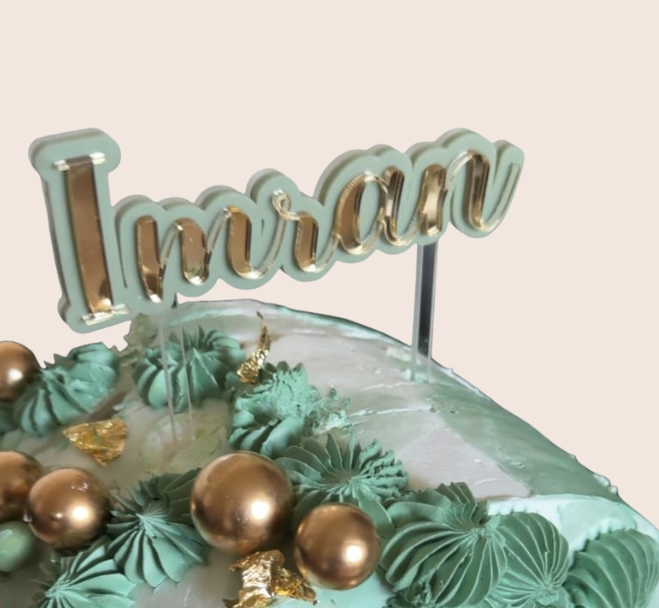 Gepersonaliseerde Taarttopper Goud/Kleur | Naam