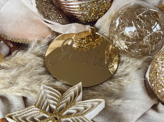 Gouden Kerstbal gegraveerd met naam