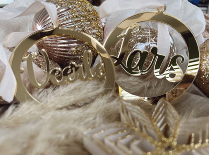 Gouden Kersthanger van Acryl – Gepersonaliseerd met Open Naam