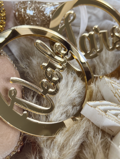 Gouden Kersthanger van Acryl – Gepersonaliseerd met Open Naam