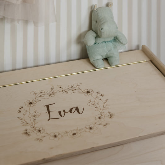 Grote Speelgoedkist van Hout Gegraveerd met naam